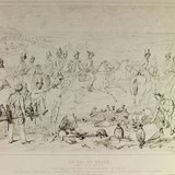 Le vol du heron, 1841-1853, valkenjacht op het Loo 1843 in tegenwoordigheid van Prins Alexander der Nederlanden © Bron: Gelders Archief (1551-308)