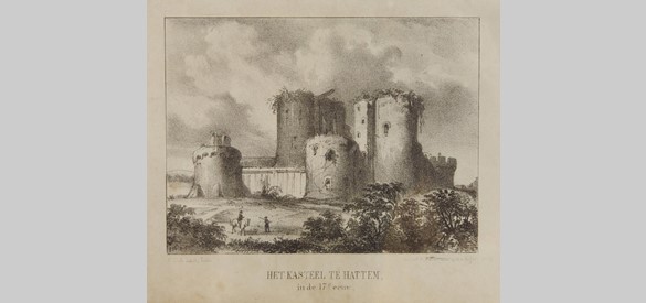 Het kasteel te Hattem in de 17e eeuw, 1857