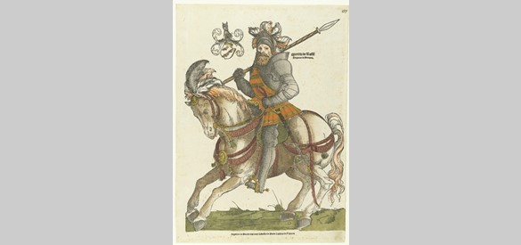 Maarten van Rossum te paard, getekend vóór 1542