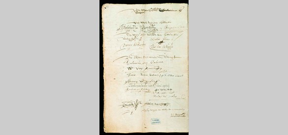Handtekeningen die in 1579 de Unie van Utrecht bekrachtigen