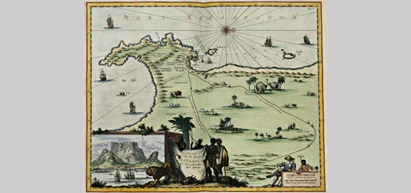 Kaart van Kaap de Goede Hoop, circa 1682