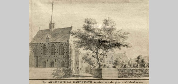Academie van Harderwijk getekend door A. Rademaker, 1745
