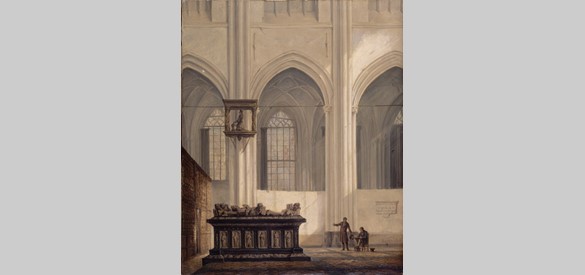 Karel van Gelre: praalgraf en ‘man in het kastje’ op schilderij van Johannes Jelgerhuis (1828)