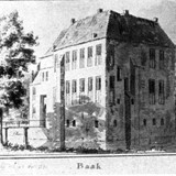 Huis Baak, Gewassen pentekening 1730 door Cornelis Pronk. © PD