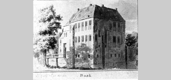 Huis Baak, Gewassen pentekening 1730 door Cornelis Pronk.
