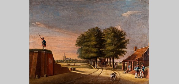 Doesburg, de barrière aan de Kraaksche Allee (omstreeks 1800) met Franse militairen