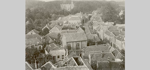 Panoramafoto gemaakt vanaf de toren van de Oude Kerk (1880 - 1900)