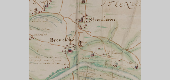 Kasteel Oud Spaensweert op de kaart "Den Ysselstroom van Isseloort tot voor de stad Deventer" (1719)