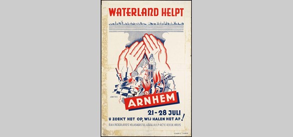 Affiche Waterland (Noord-Holland)  helpt Arnhem, juli 1945