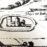 Detail kaart met tekening Huis tot Balgoy in 1587 © Bron: Pagus Balgoye