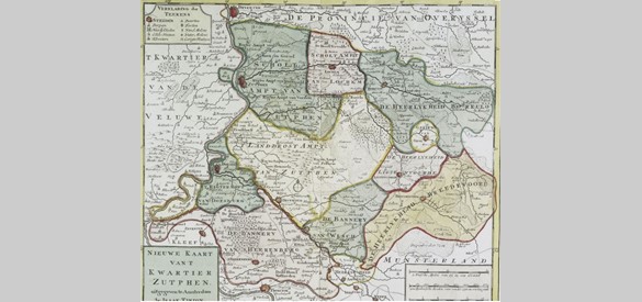 Kaart van het Kwartier van Zutphen uit 1757