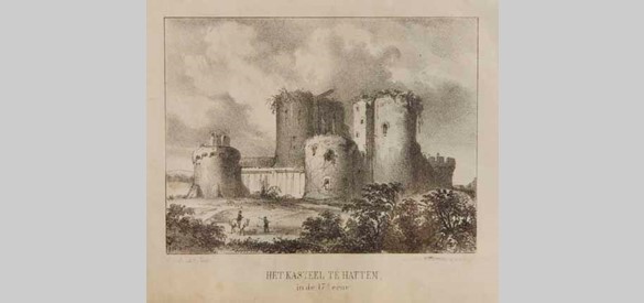 De Dikke Tinne als 17e eeuwse ruïne, C.A.A. Last (1857)