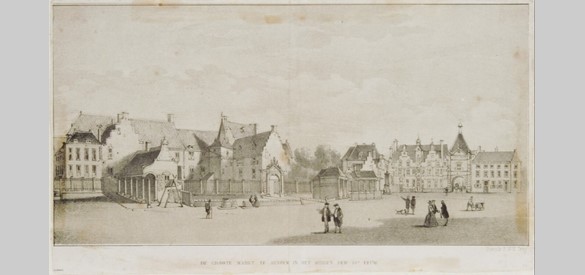 Zicht op kanselarij te Arnhem circa 1856