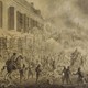 Gevecht van de Franse troepen tegen de Pruisen bij hotel de Zon te Arnhem november 1813 © N.Sonnenberg, 1815. Bron: Gelders Archief, PD