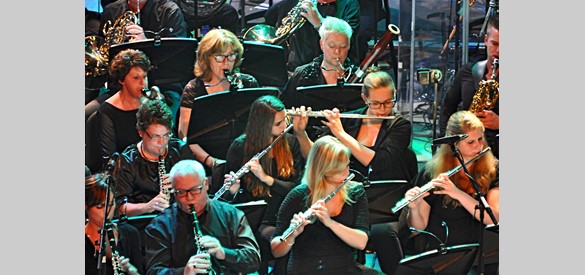 Het orkest in actie tijdens een concert in het Amphion, 26 oktober 2013