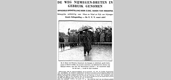 Het verslag in De Gelderlander van de opening van de Van Heemstraweg op 19 september 1935.