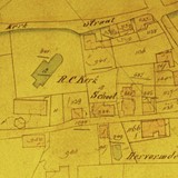 Ligging van de H. Lambertuskerk op een kaart uit 1830. © Werkgroep Historisch Alphen