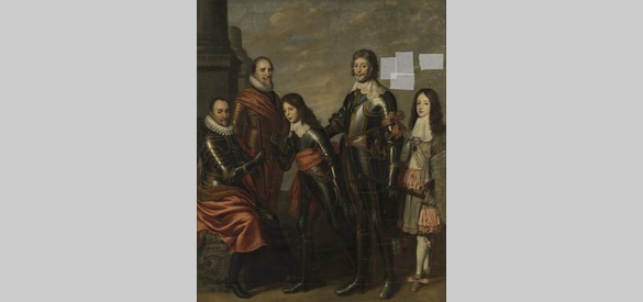 Vier generaties prinsen van Oranje, graven van Buren Willem I, Maurits en Frederik Hendrik, Willem II en Willem III,  Pieter Nason, ca. 1660
