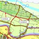 Kweldam of kwelkade bij Roodslag. Het groen gearceerde gebied is de kwelkom waarin het kwelwater werd opgevangen. © Gemeente Beuningen	