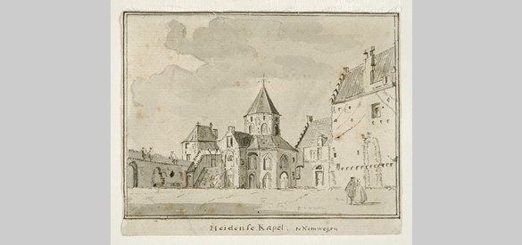 Sint-Nicolaaskapel op de eerste binnenplaats van de Valkhofburcht, 18e eeuw