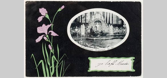 Prentbriefkaart met kasteel Rosendael en bloemmotief, circa 1900. (1)