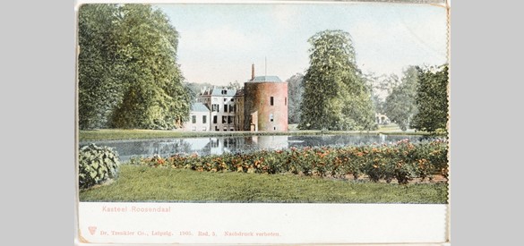 Kasteel Rosendael met op de voorgrond de Engelse tuin, prentbriefkaart circa 1930.