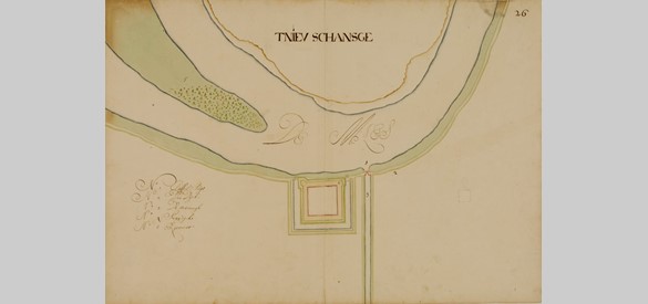 Nieuwe Schans bij de Maas op een kaart uit 1663