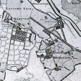 Kaart van De Man uit 1747 uit de Hottinger atlas. Vlak bij ‘De Lugt’ is ‘Het Laar’ te zien, waar toentertijd de familie Haeck woonde. © Rijksarchief Den Haag