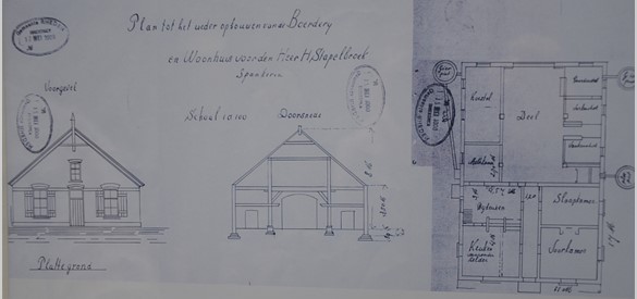 Ontwerptekening voor de herbouw van het Groote Laar 1890-1910 voor de toenmalige eigenaar, H. Stapelbroek