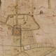 Uitsnede kaart - Het goed Overhagen met de daaromheen liggende percelen, kaart door Nicolaes van Geelkercken, 1651-1653. Bron: Gelders Archief, Arnhem