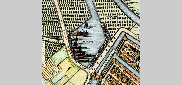 De Ronde Haven, ten noordwesten van Culemborg. Detail Stedenboek van J. Blaeu, ca. 1649