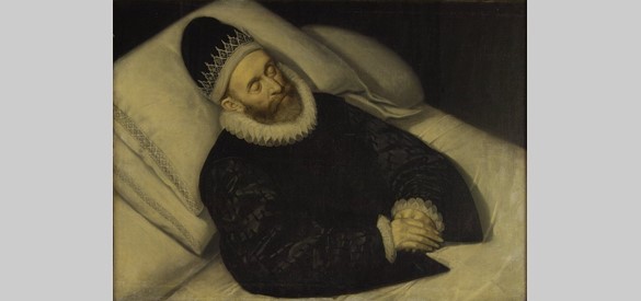 Floris I van Pallandt op zijn doodsbed,  olieverfschilderij, 1598.