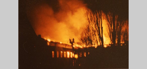 Het seminarie brandt af op 10 december 1976. Brandweer Culemborg.
