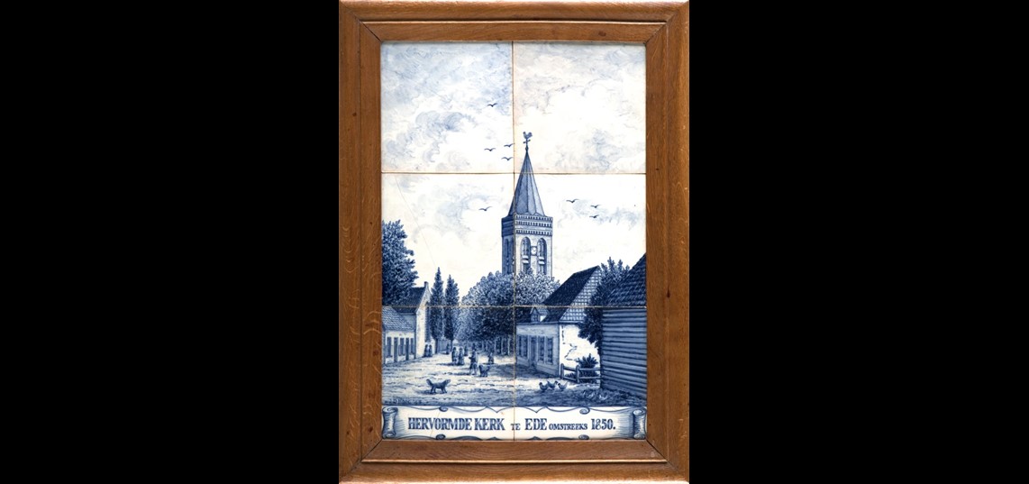 Tegeltableau, Hervormde Kerk te Ede  ca. 1850, J.D. Hoog, 1943. Collectie Historisch Museum Ede
