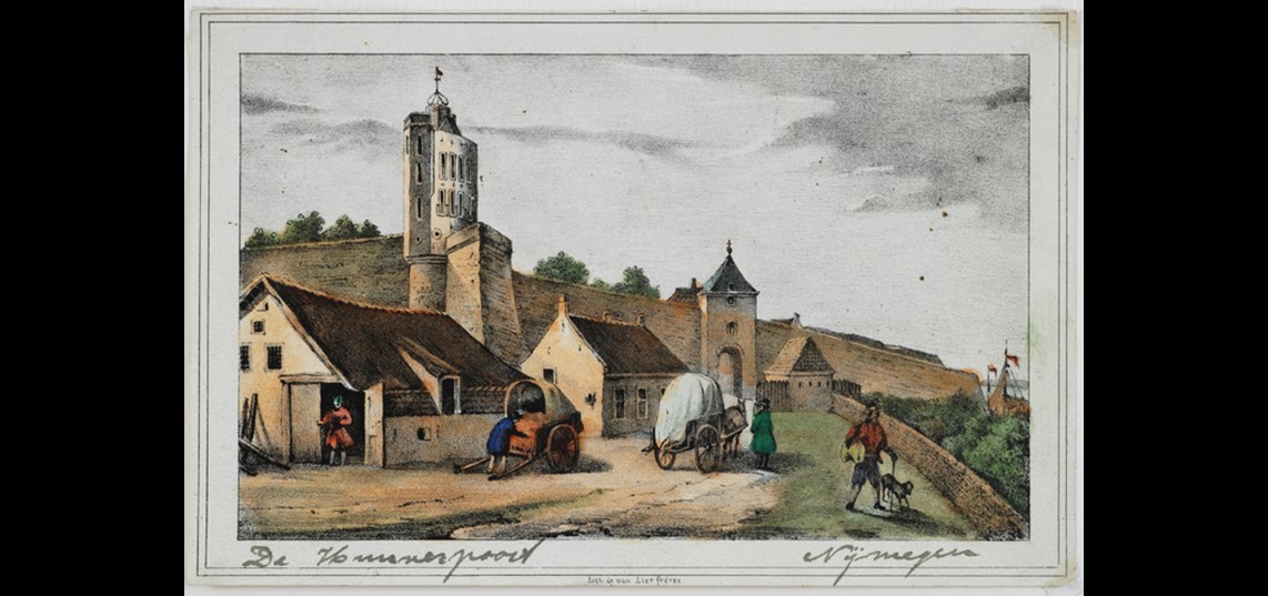 Gezicht op Belvedere en Hunnerpoort, 1850