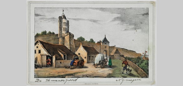Gezicht op Belvedere en Hunnerpoort, 1850