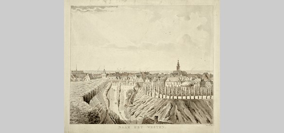 Rondgezicht van de belvedère, met in de voorgrond de ringmuur, 1806