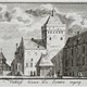 Eerste binnenplaats van het Valkhof met Nicolaaskapel en Reuzentoren, 1733