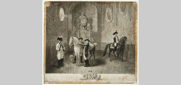 Prins Willem Frederik en Prins Willem George Frederik in de manage van de Valkhofburcht, 1788