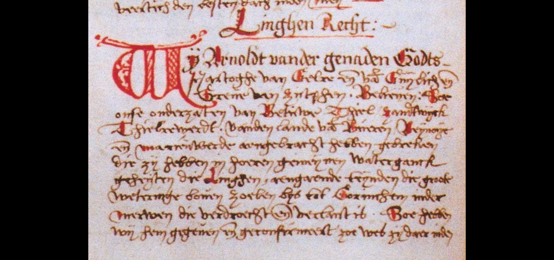 Kopie van het Lingenrecht uit 1330. Collectie Regionaal Archief Rivierenland, Tiel
