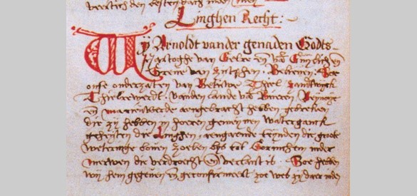 Kopie van het Lingenrecht uit 1330. Collectie Regionaal Archief Rivierenland, Tiel