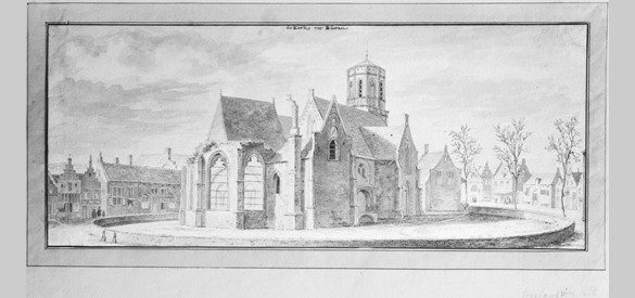 Sint Lambertuskerk, anoniem, voor 1665. Collectie Regionaal Archief Rivierenland, Tiel