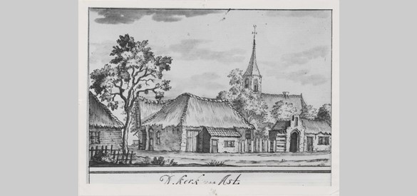 Schoolgebouw in Asch, graafschap Buren, 18e eeuw. Collectie Regionaal Archief Rivierenland, Tiel