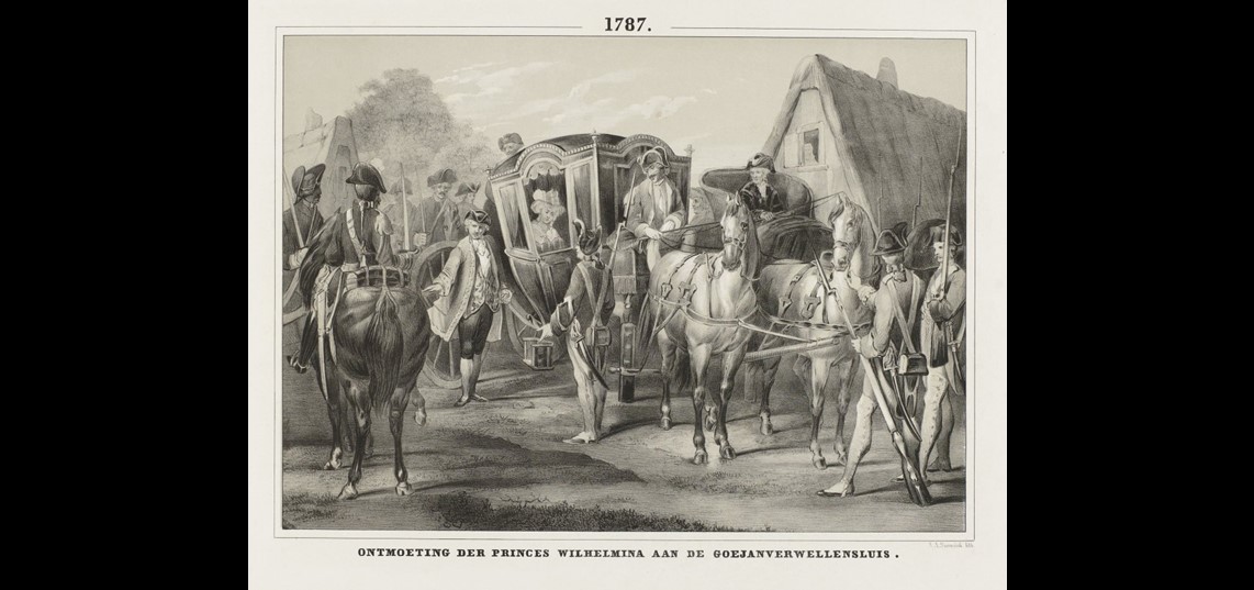 Prinses van Oranje aangehouden te Goejanverwellesluis, A.A. Nunnink, 1855. Bron: Rijksmuseum, Amsterdam