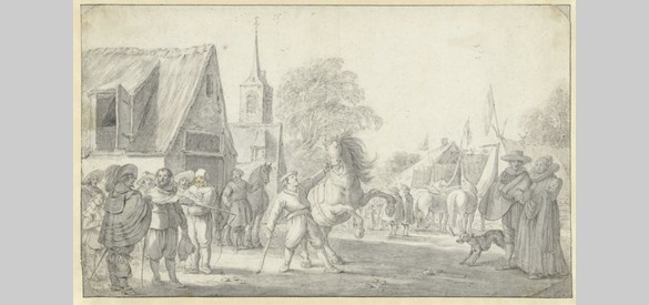 Paardenmarkt, Esaias van de Velde, ca. 1620. Bron: Rijksmuseum, Amsterdam