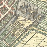 Kasteel van Culemborg rond 1650 op stadsplattegrond van Blaeu