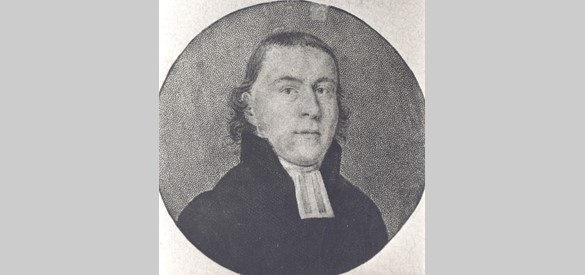 In 1834 stond ds. Dirk Adriaan Detmar in de Oude kerk in Ede. Bron: Collectie Gemeentearchief Ede, nr GA13777