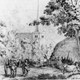 De protestantse kerk aan de Kerkstraat in 1777 getekend door Hendrik Hoogers. Gemeentearchief Nijmegen, Collectie G.G.Driessen.