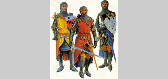 Ridders vechten om de burcht in de 13e eeuw