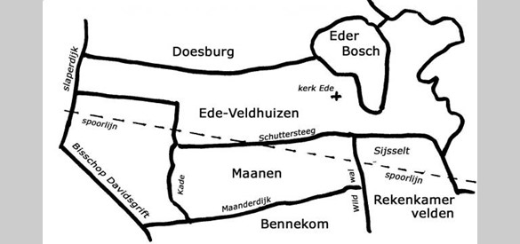 De Buurt Ede-Veldhuizen bestaat thans in grote lijnen uit de gebieden Ede (Centrum en Noord) en de wijken Veldhuizen en Kernhem. Kadastraal zijn dit globaal de tegenwoordige secties C,K,F,N. Bron: G.M.Broere